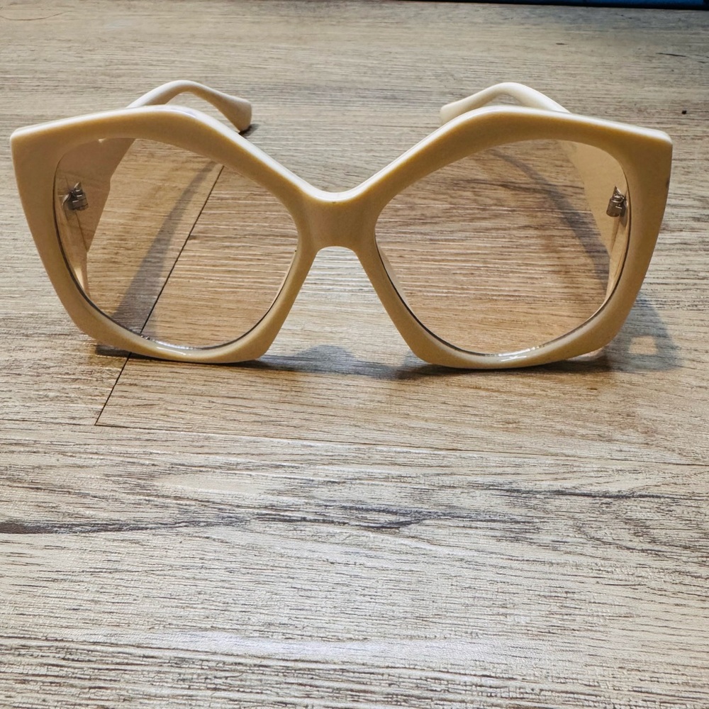 Cream Oversized Cat-Eye Glasses